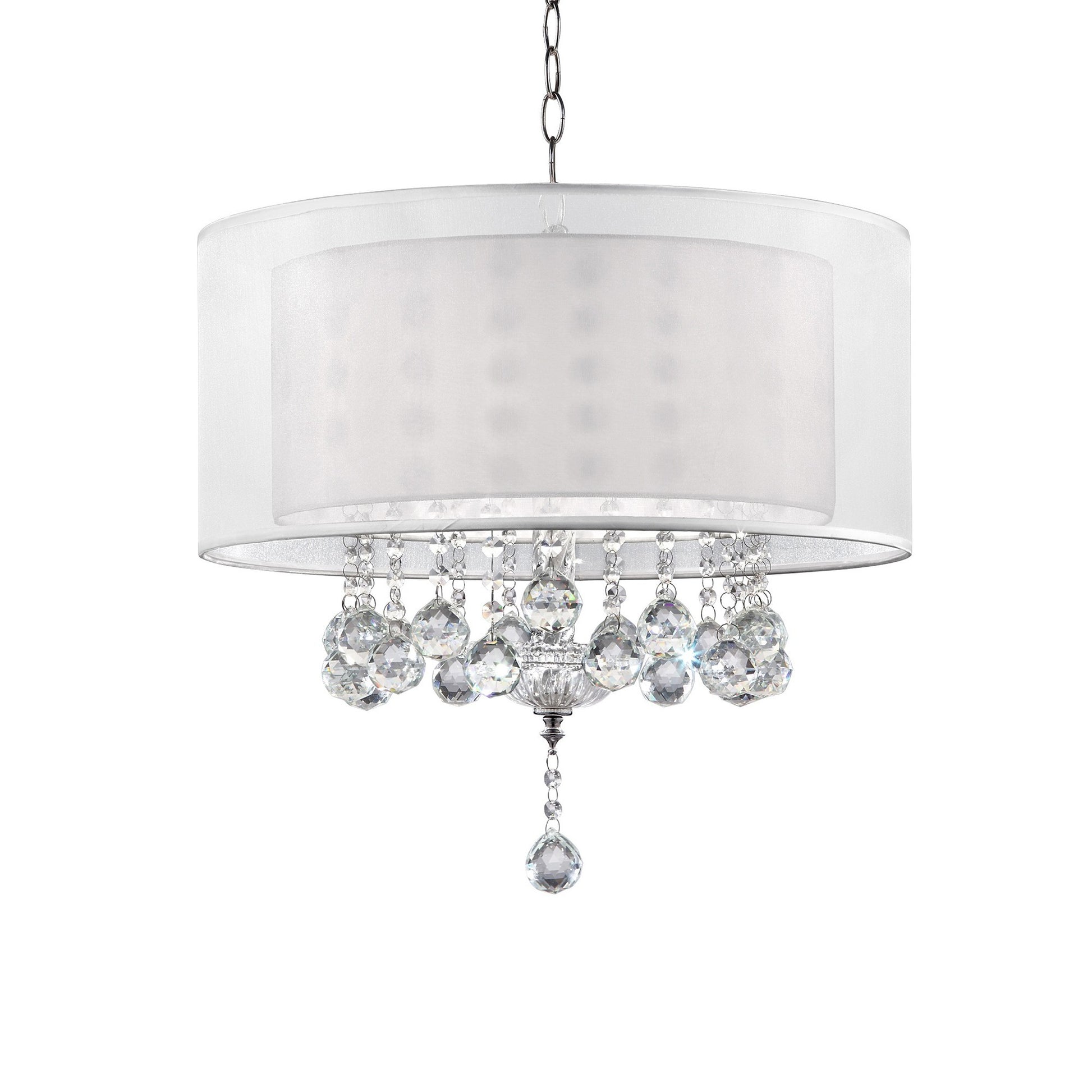 Chic Silver Ceiling Lamp with Crystal Accents and Silver Shade-1