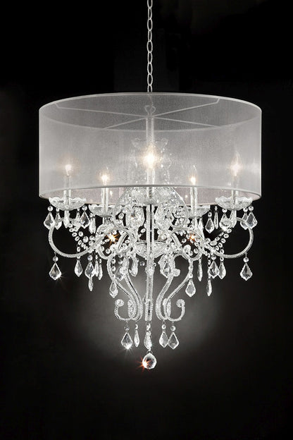 Glam Silver Faux Crystal Hanging Celing Lamp with See Thru Shade-2