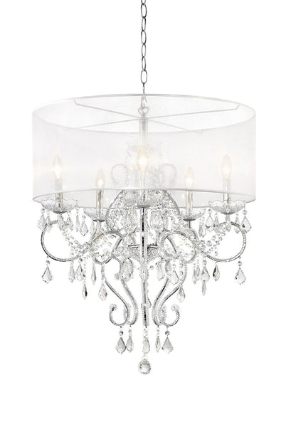 Glam Silver Faux Crystal Hanging Celing Lamp with See Thru Shade-0