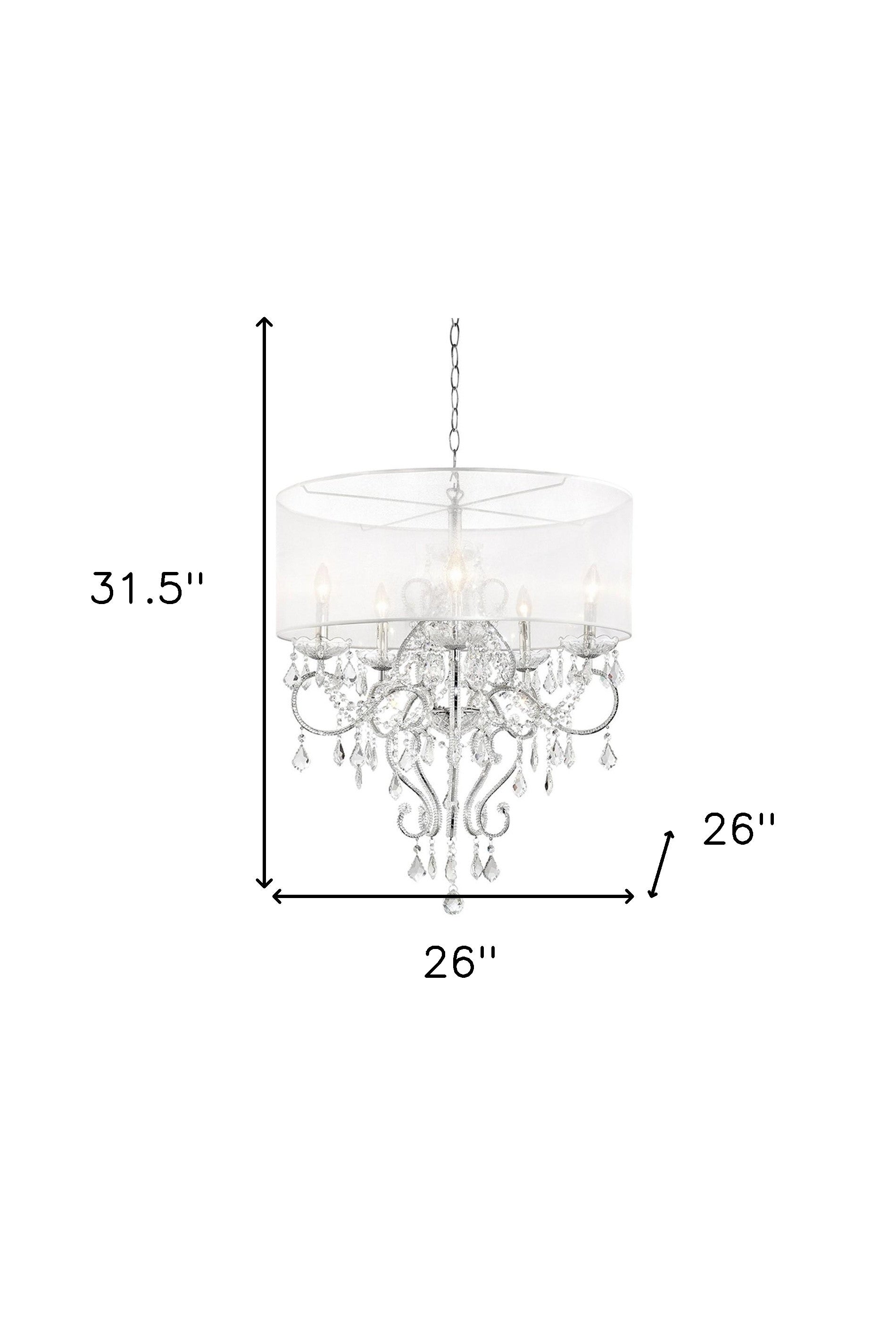 Glam Silver Faux Crystal Hanging Celing Lamp with See Thru Shade-3