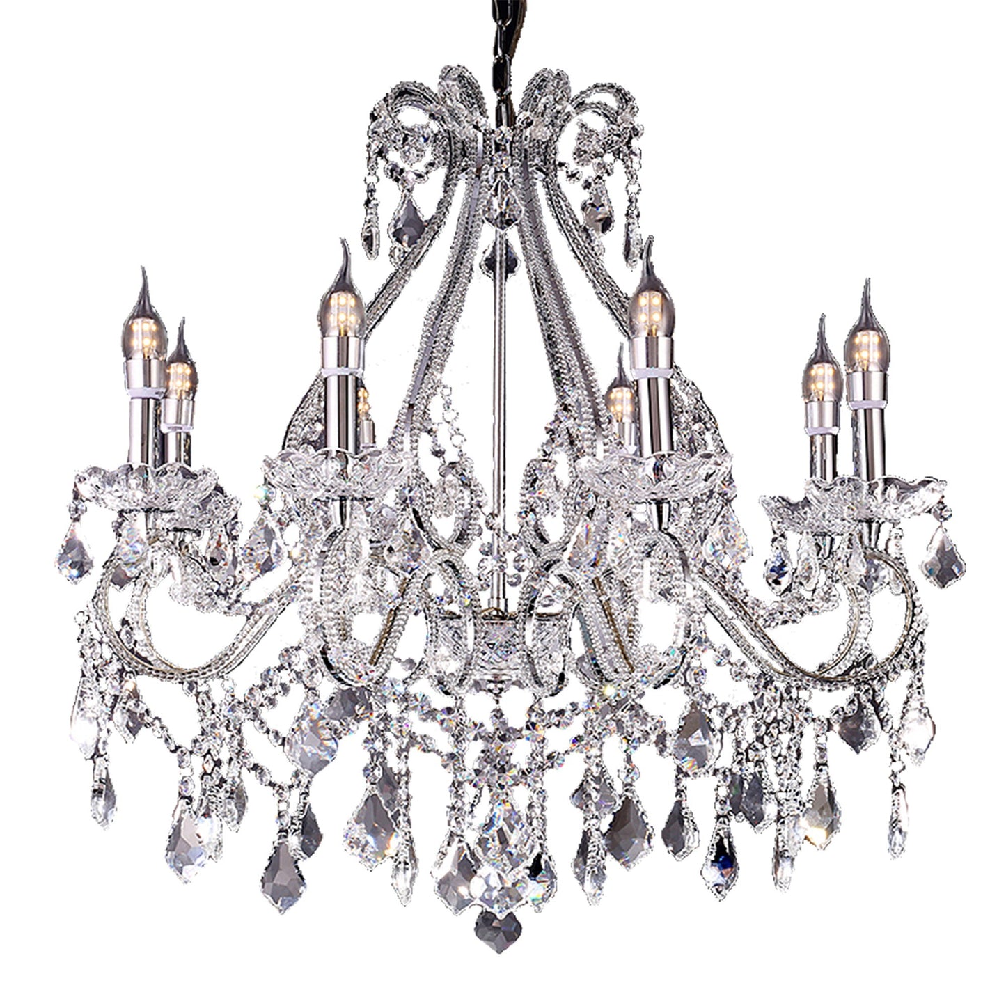 Candle Style Empire Eight Light Transparent Glass Led Ceiling Light-2