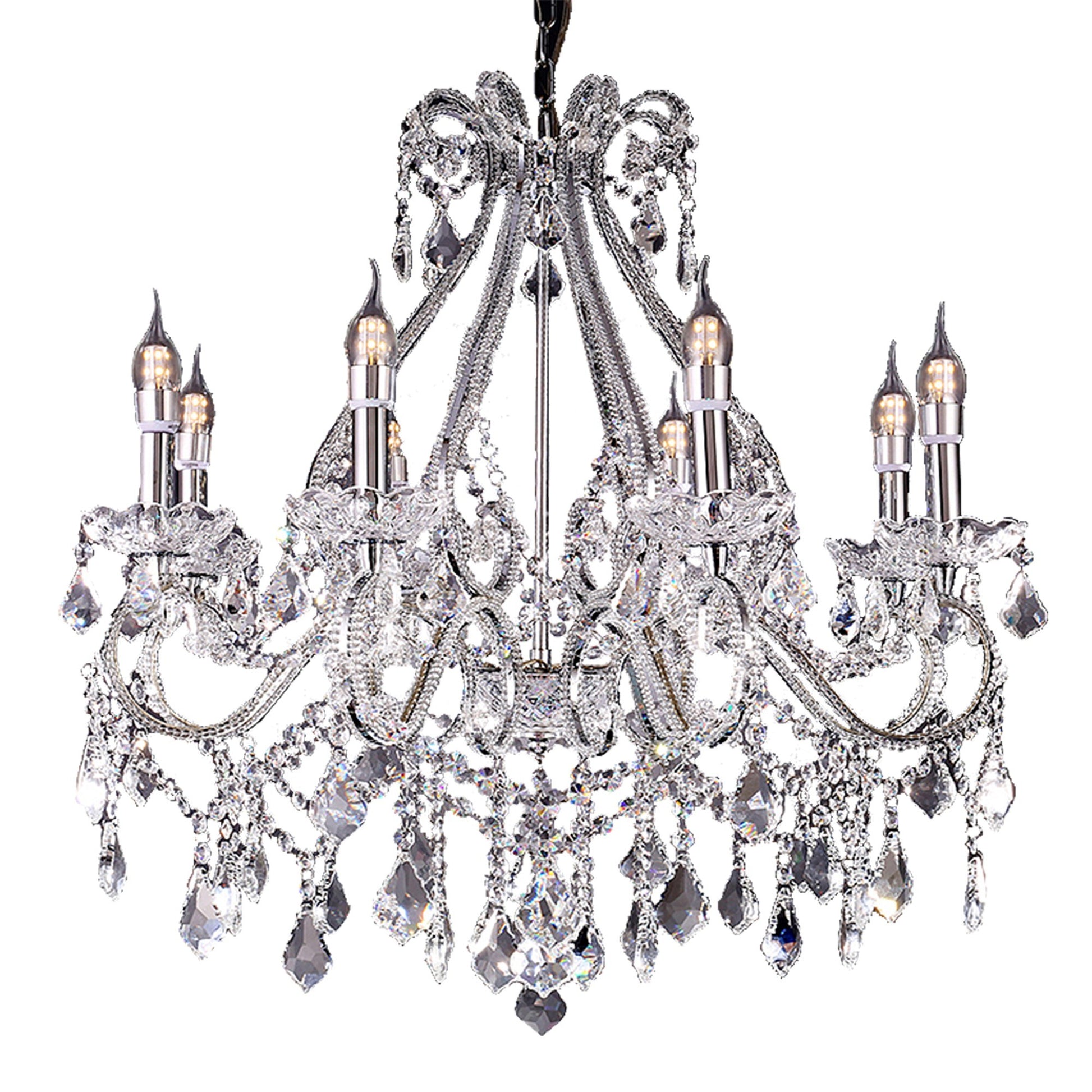 Candle Style Empire Eight Light Transparent Glass Led Ceiling Light-2