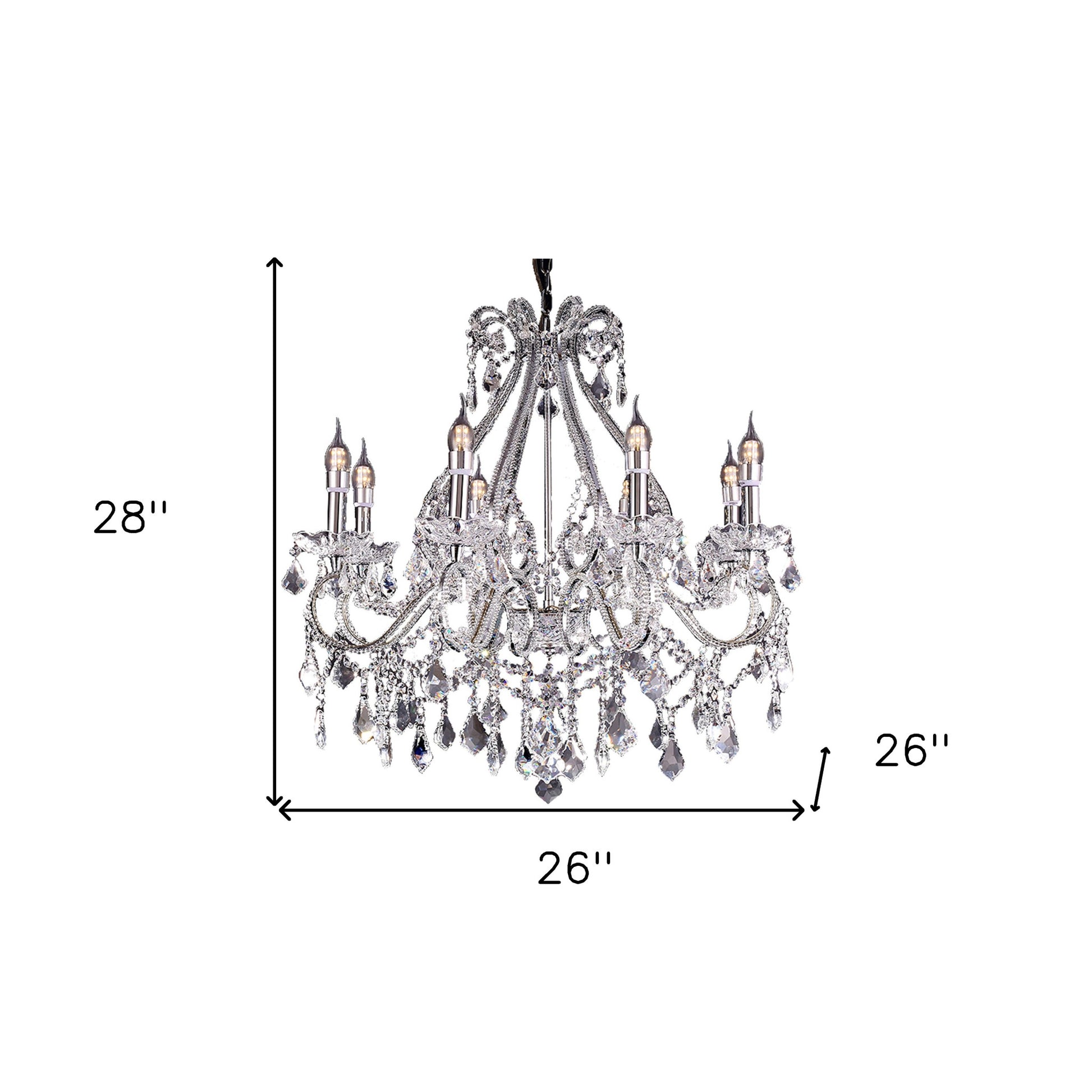 Candle Style Empire Eight Light Transparent Glass Led Ceiling Light-6