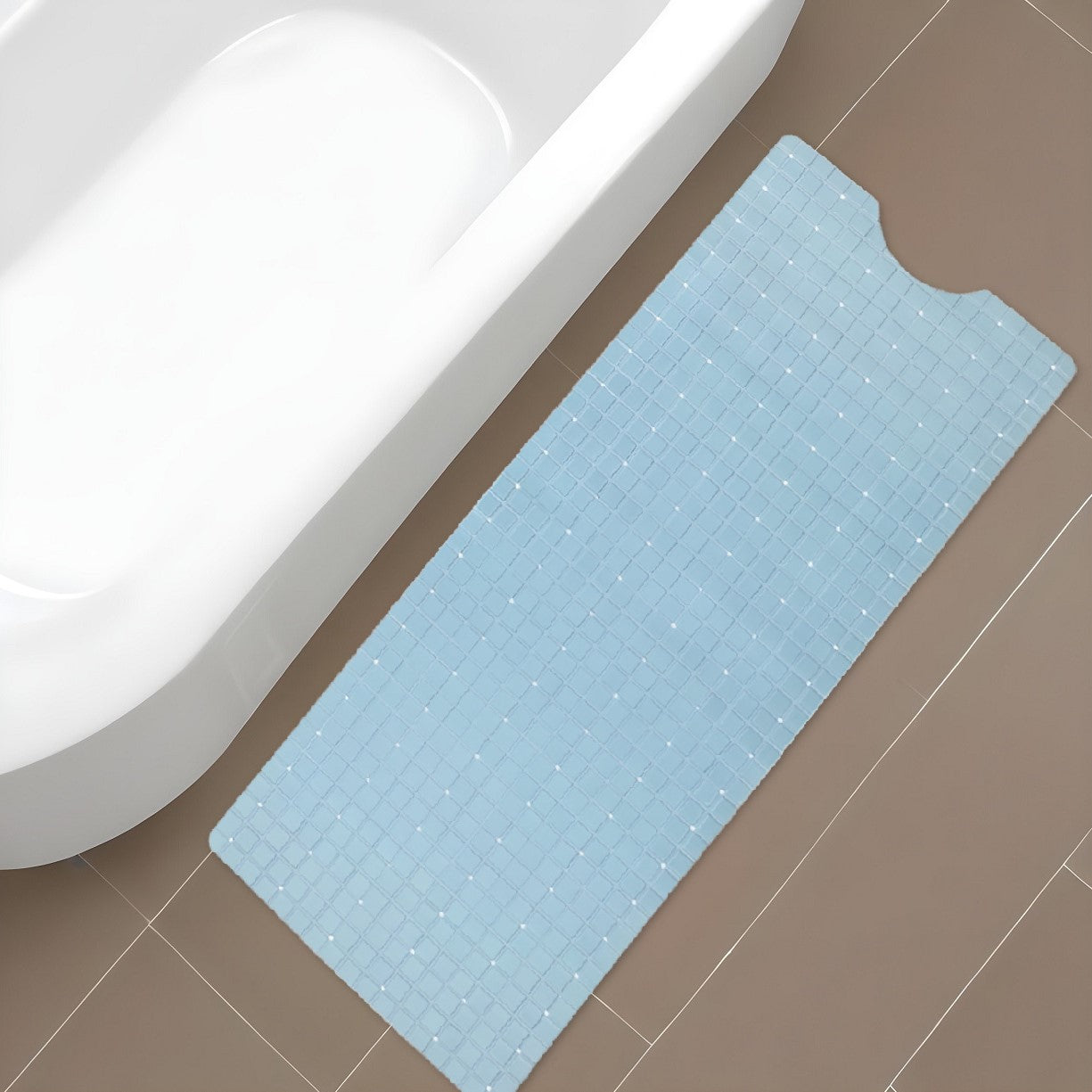 40" Light Blue Geometric Tiles Non Slip Bathtub Mat-1