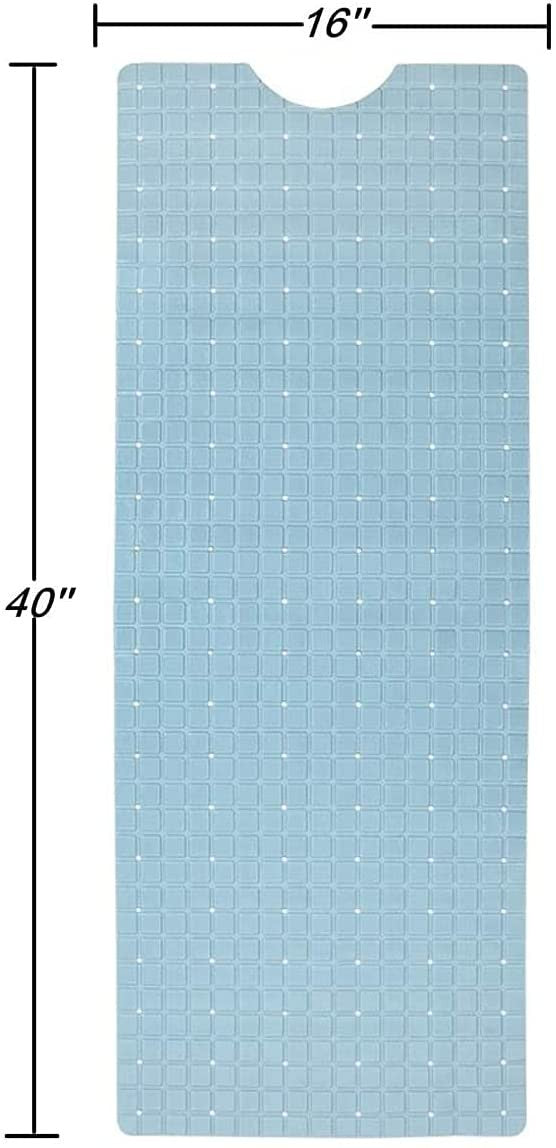 40" Light Blue Geometric Tiles Non Slip Bathtub Mat-6