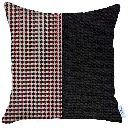 18" X 18" Black And Red Abstract Zippered Handmade Polyester Throw Pillow Cover-0