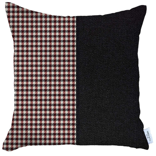18" X 18" Black And Red Abstract Zippered Handmade Polyester Throw Pillow Cover-0