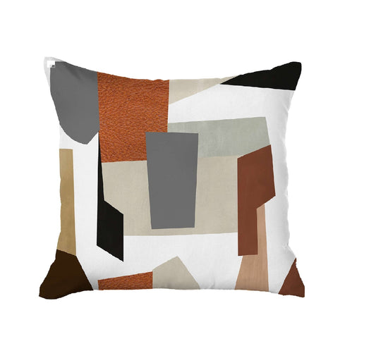 18" X 18" Black And Grey Abstract Zippered Handmade Polyester Throw Pillow Cover-0
