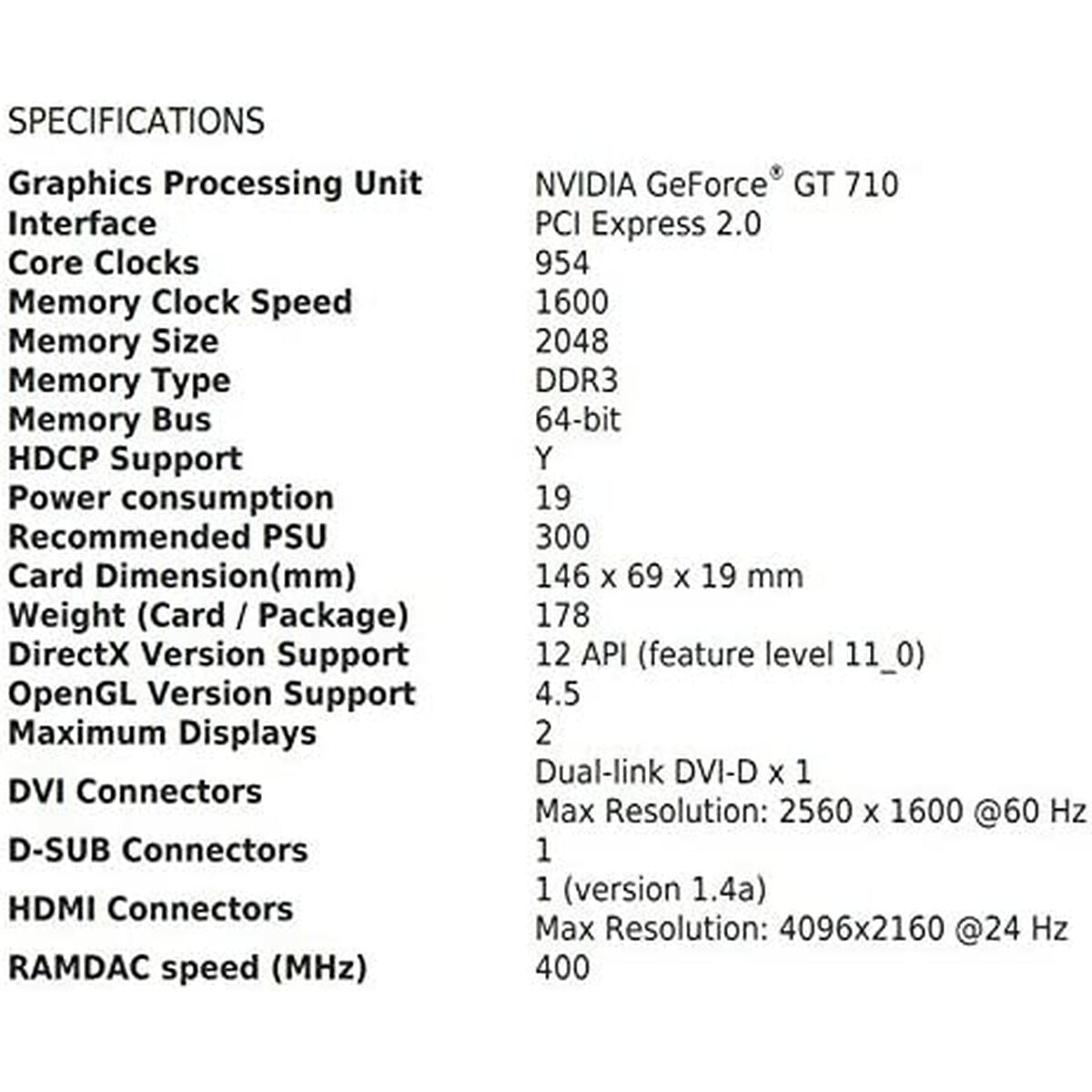Graphics card MSI NVIDIA GeForce GT 710 GDDR3-20