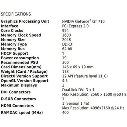 Graphics card MSI NVIDIA GeForce GT 710 GDDR3-20