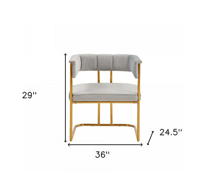 Gray and Gold Upholstered Fabric Dining Arm Chair-7