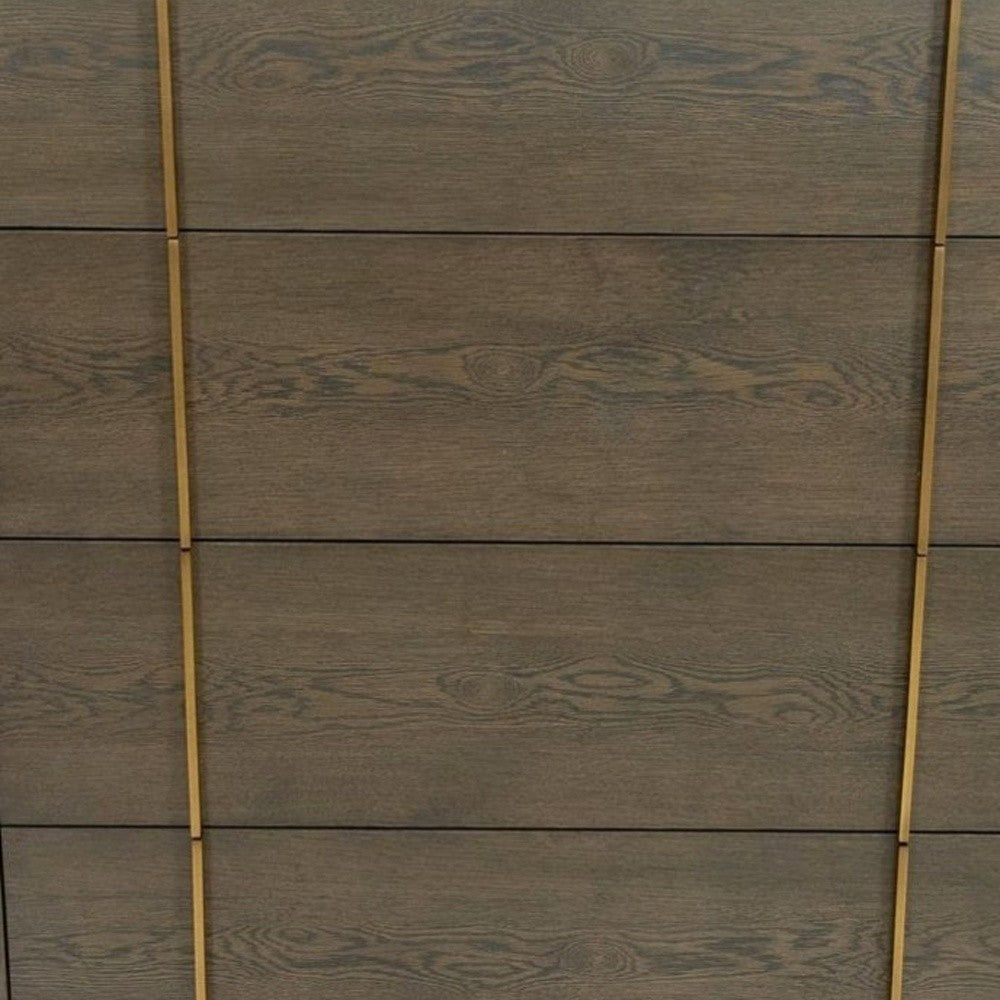 39" Dark Brown and gold Solid Wood Four Drawer Dresser-4