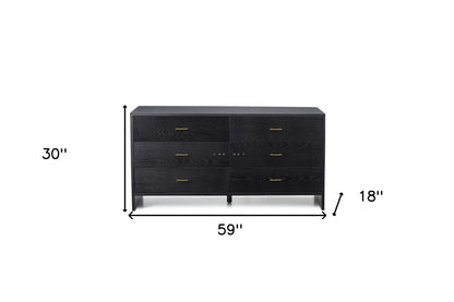 59" Grey Ash Manufactured Wood Six Drawer Double Dresser-4