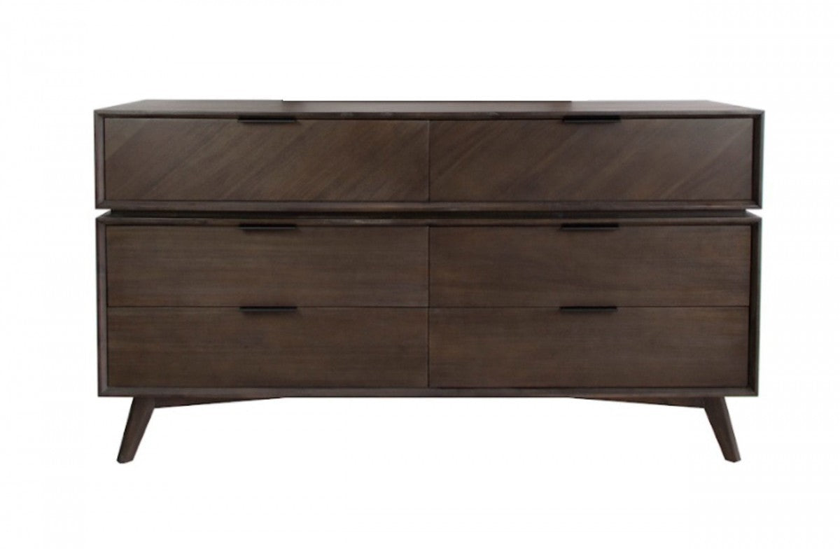 65" Acacia Solid Wood Six Drawer Double Dresser-1
