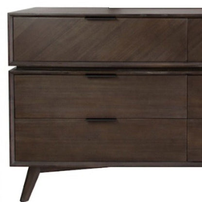 65" Acacia Solid Wood Six Drawer Double Dresser-4