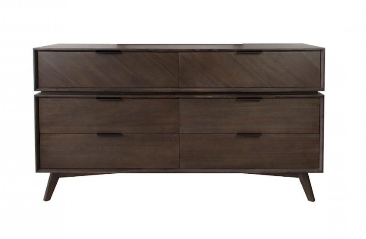 65" Acacia Solid Wood Six Drawer Double Dresser-0
