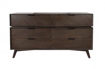 65" Acacia Solid Wood Six Drawer Double Dresser-0