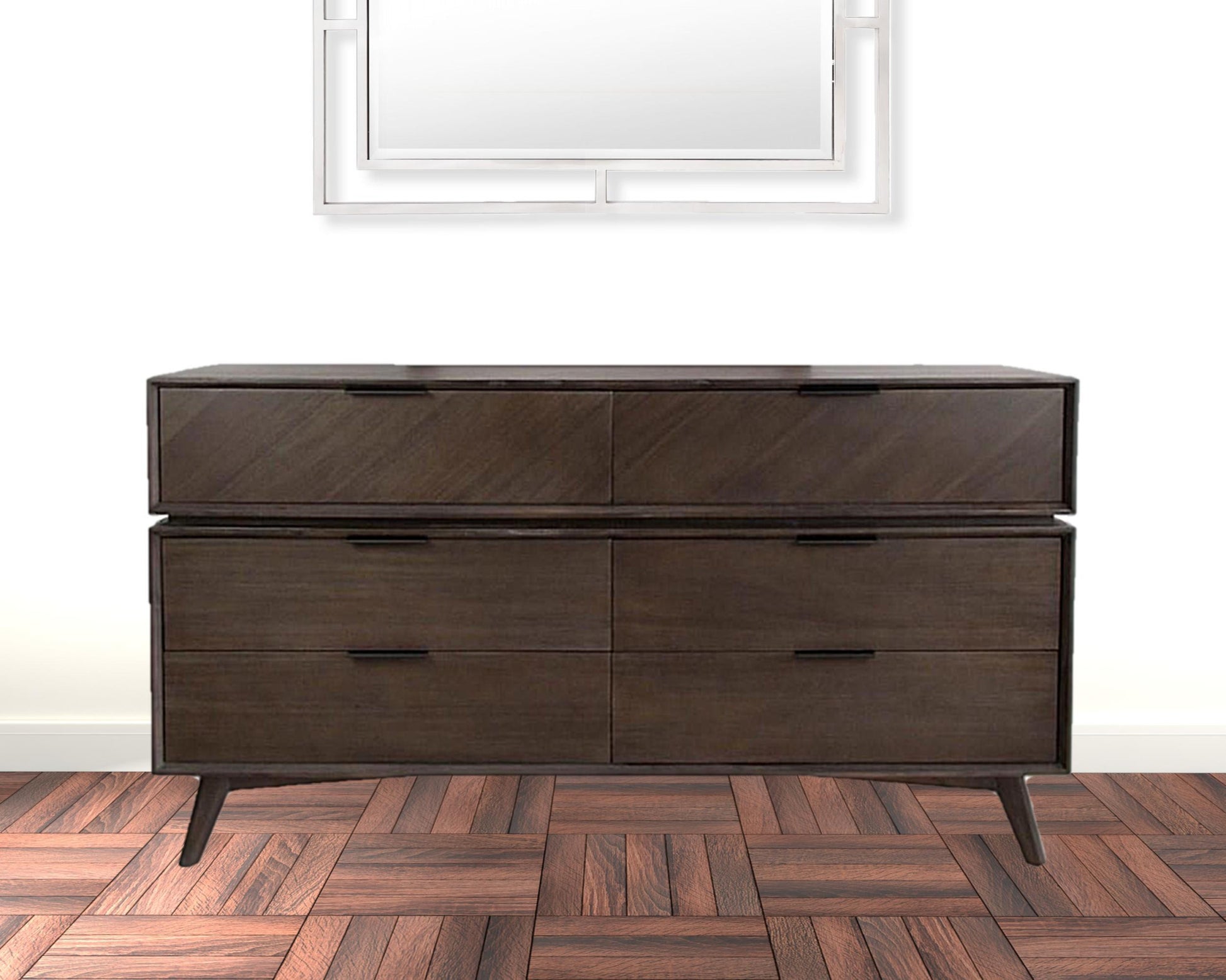 65" Acacia Solid Wood Six Drawer Double Dresser-2