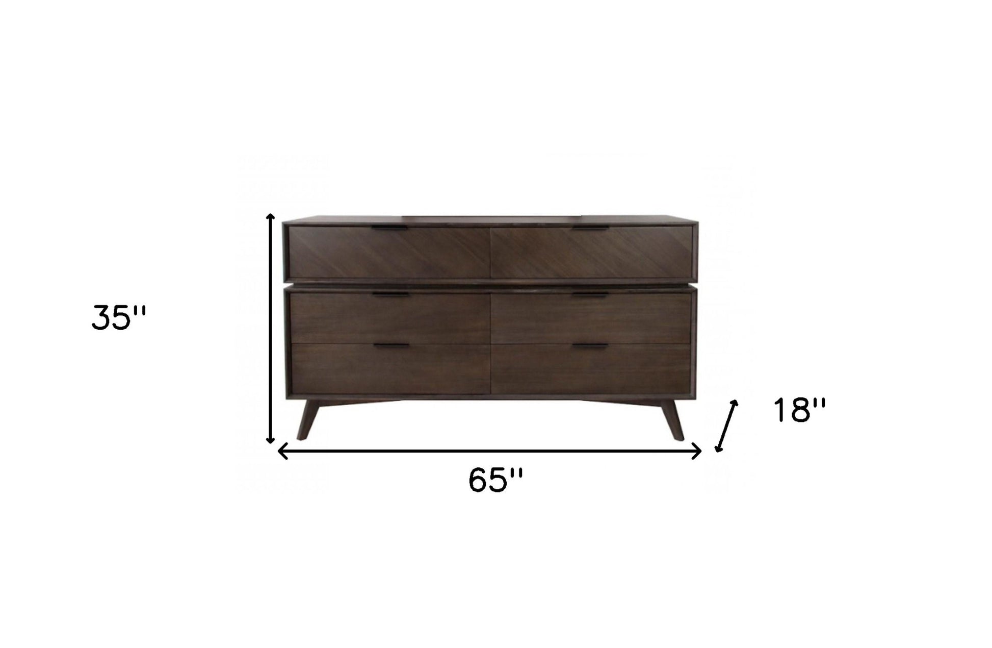 65" Acacia Solid Wood Six Drawer Double Dresser-5