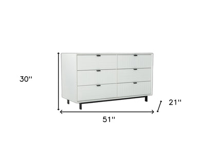 51" White Manufactured Wood Six Drawer Double Dresser-3