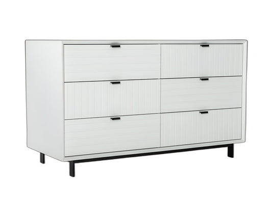 51" White Manufactured Wood Six Drawer Double Dresser-0