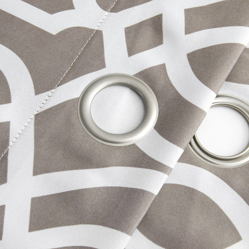 84" Taupe Trellis Black Out Window Curtain Panel-7