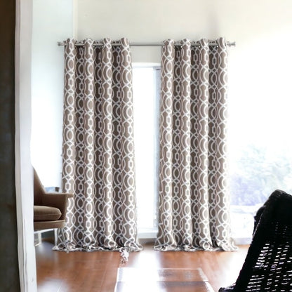 84" Taupe Trellis Black Out Window Curtain Panel-0