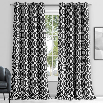 84" Jet Black Trellis Black Out Window Curtain Panel-5