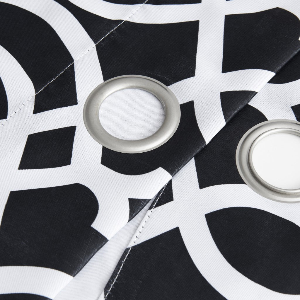 84" Jet Black Trellis Black Out Window Curtain Panel-7