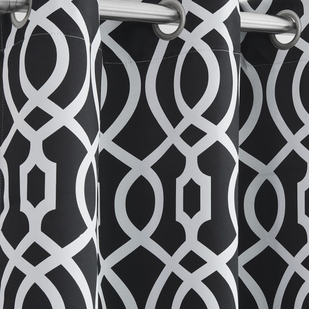 84" Jet Black Trellis Black Out Window Curtain Panel-3