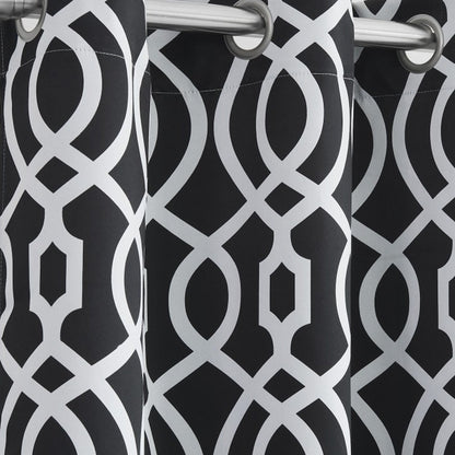 84" Jet Black Trellis Black Out Window Curtain Panel-3