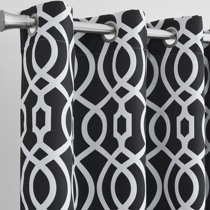 84" Jet Black Trellis Black Out Window Curtain Panel-4