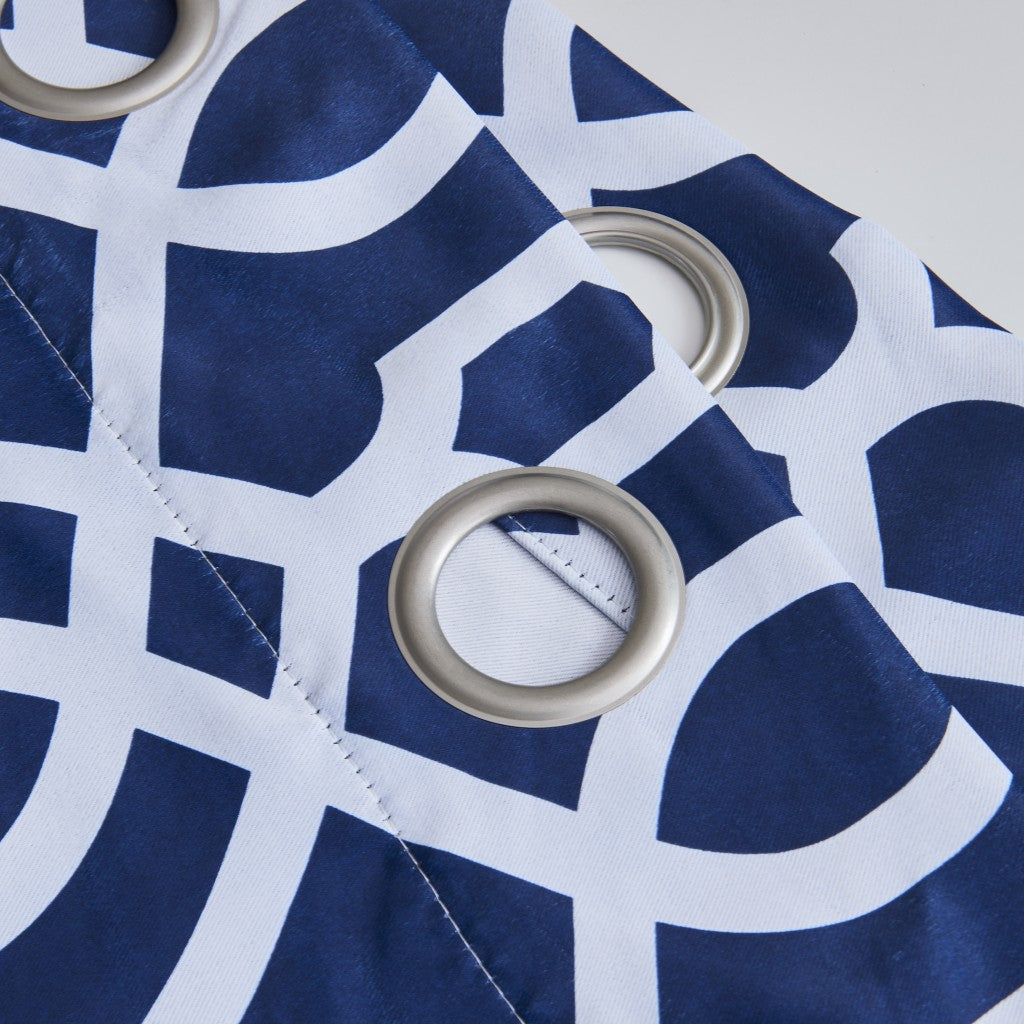 84" Navy Blue Trellis Black Out Window Curtain Panel-7