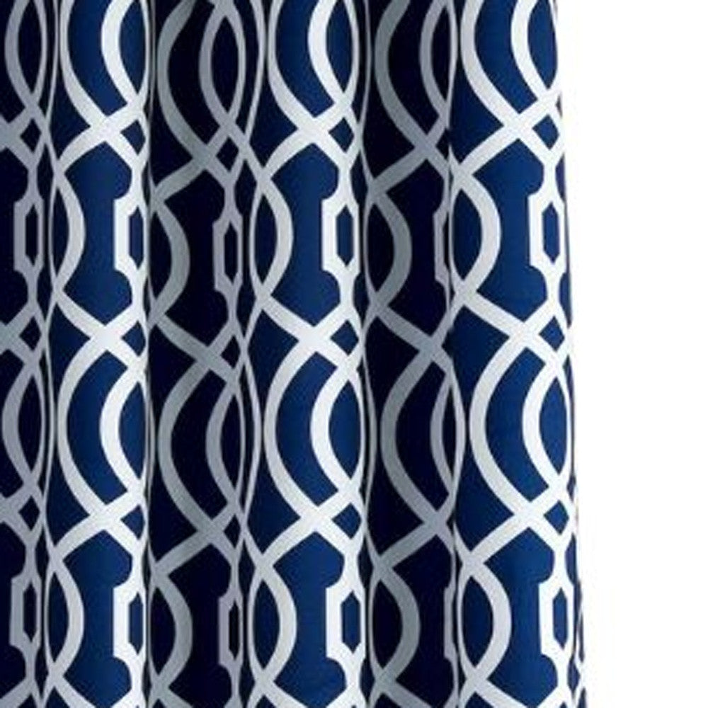 84" Navy Blue Trellis Black Out Window Curtain Panel-2