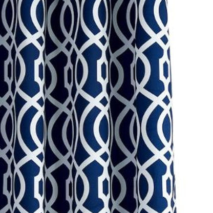 84" Navy Blue Trellis Black Out Window Curtain Panel-2