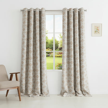 84” Sand Interlock Pattern Window Curtain Panel-0