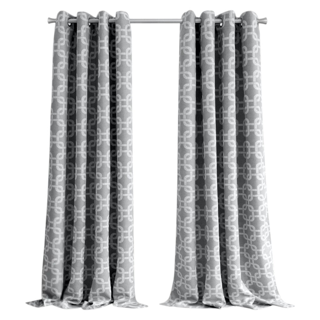 84” Silver Interlock Pattern Window Curtain Panel-1