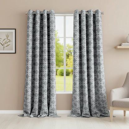 84” Silver Interlock Pattern Window Curtain Panel-0