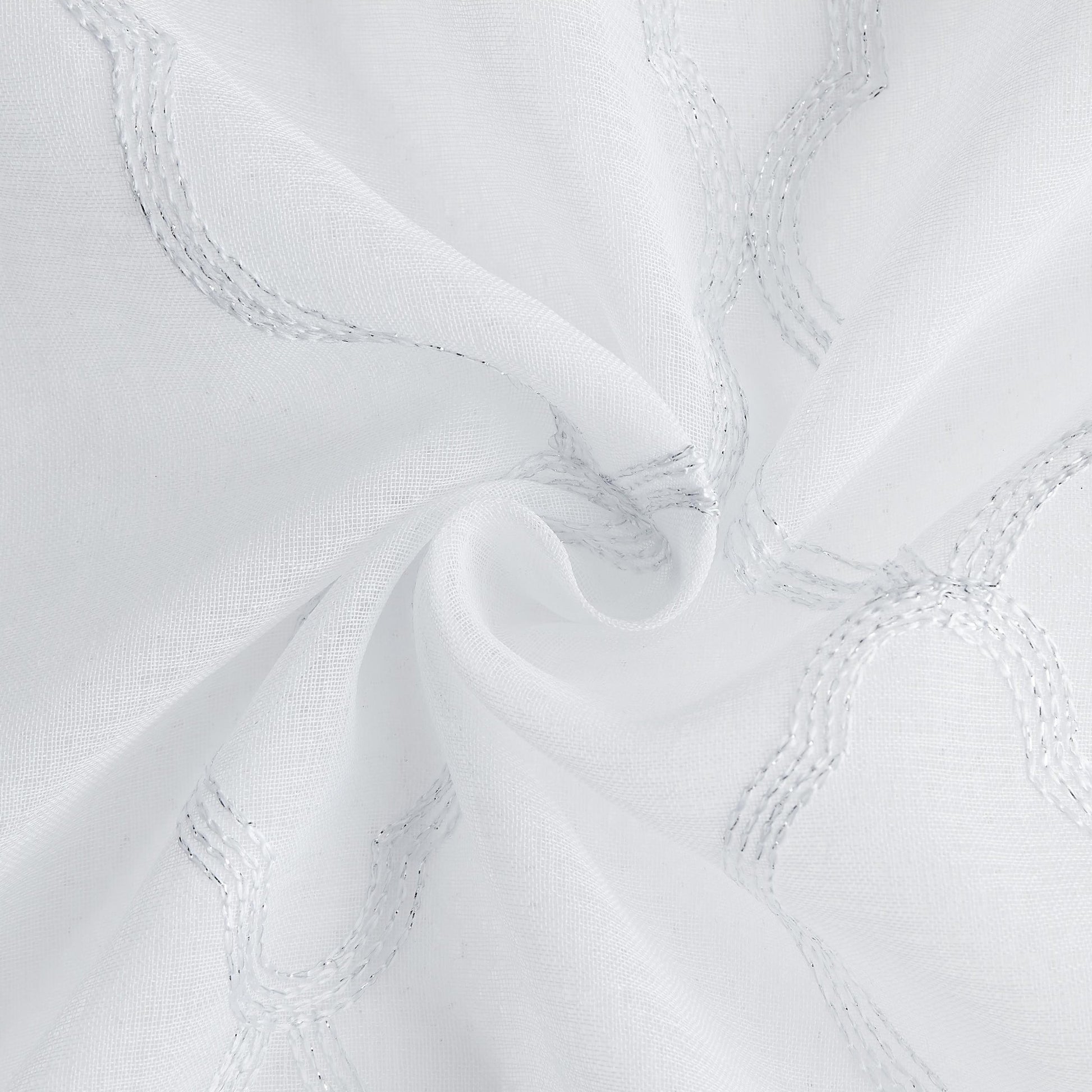 84” White Trellis Pattern Embroidered Window Curtain Panel-7