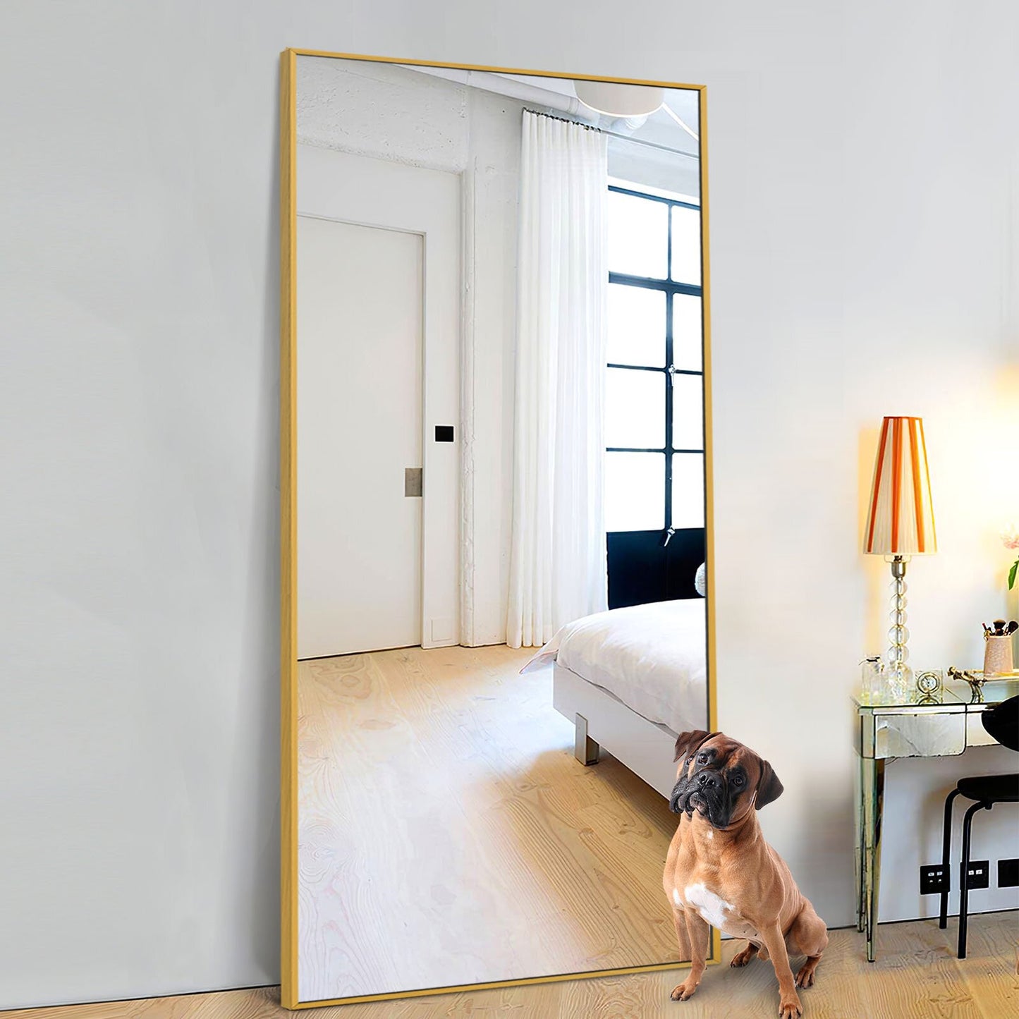 71" Gold Metal Framed Bathroom Vanity Mirror-2