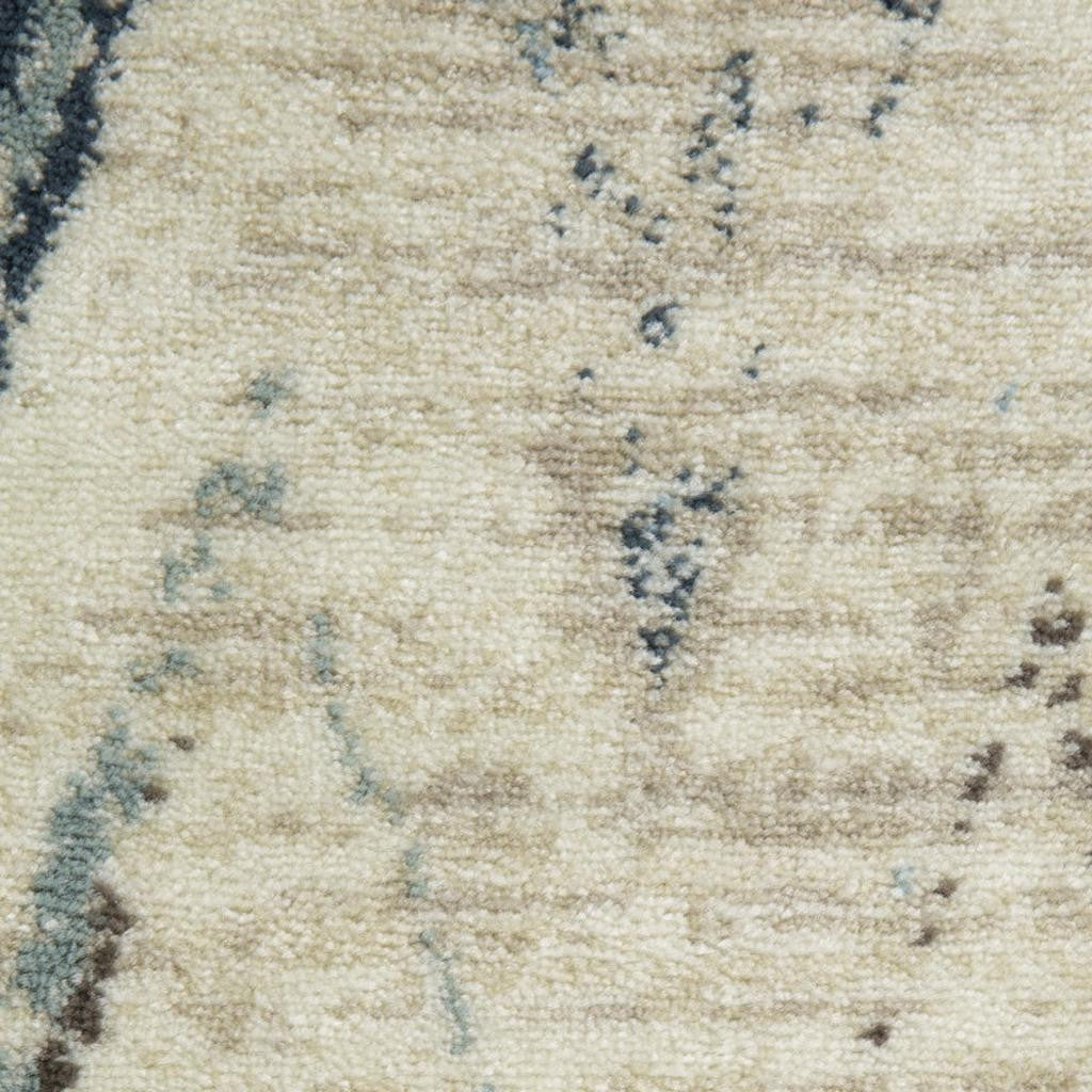 8' X 11' Ivory And Blue Chevron Area Rug-2
