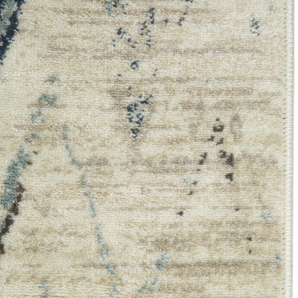 8' X 11' Ivory And Blue Chevron Area Rug-3