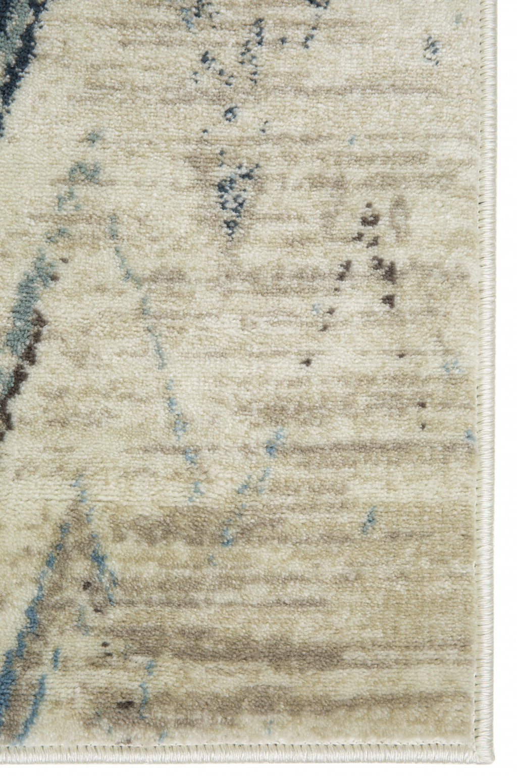 8' X 11' Ivory And Blue Chevron Area Rug-1