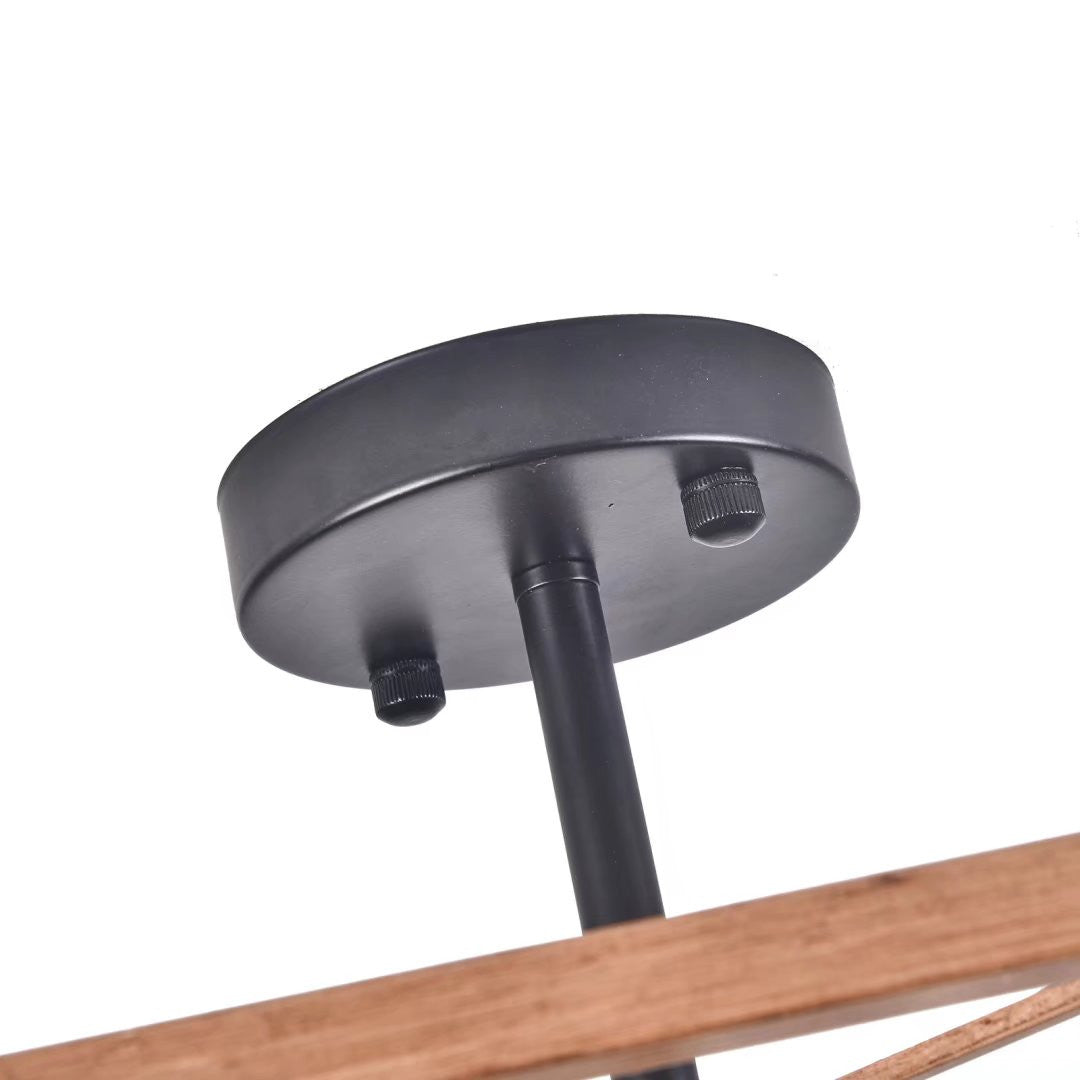 Industrial Wood Square Four Light Ceiling Fixture-1