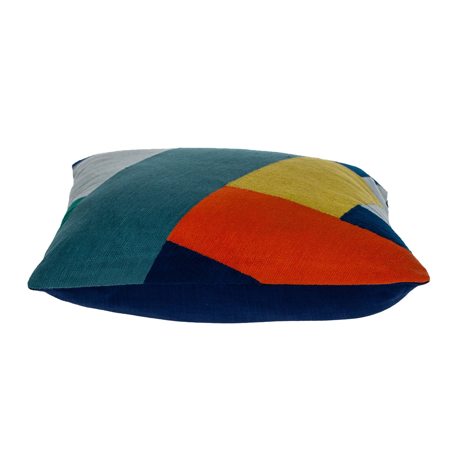 20" Blue and Yellow Geometric Cotton Throw Pillow-3