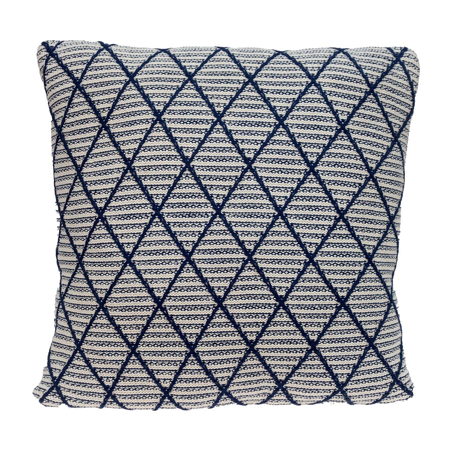 20" x 20" Blue Argyle Transitional Accent Throw Pillow-1