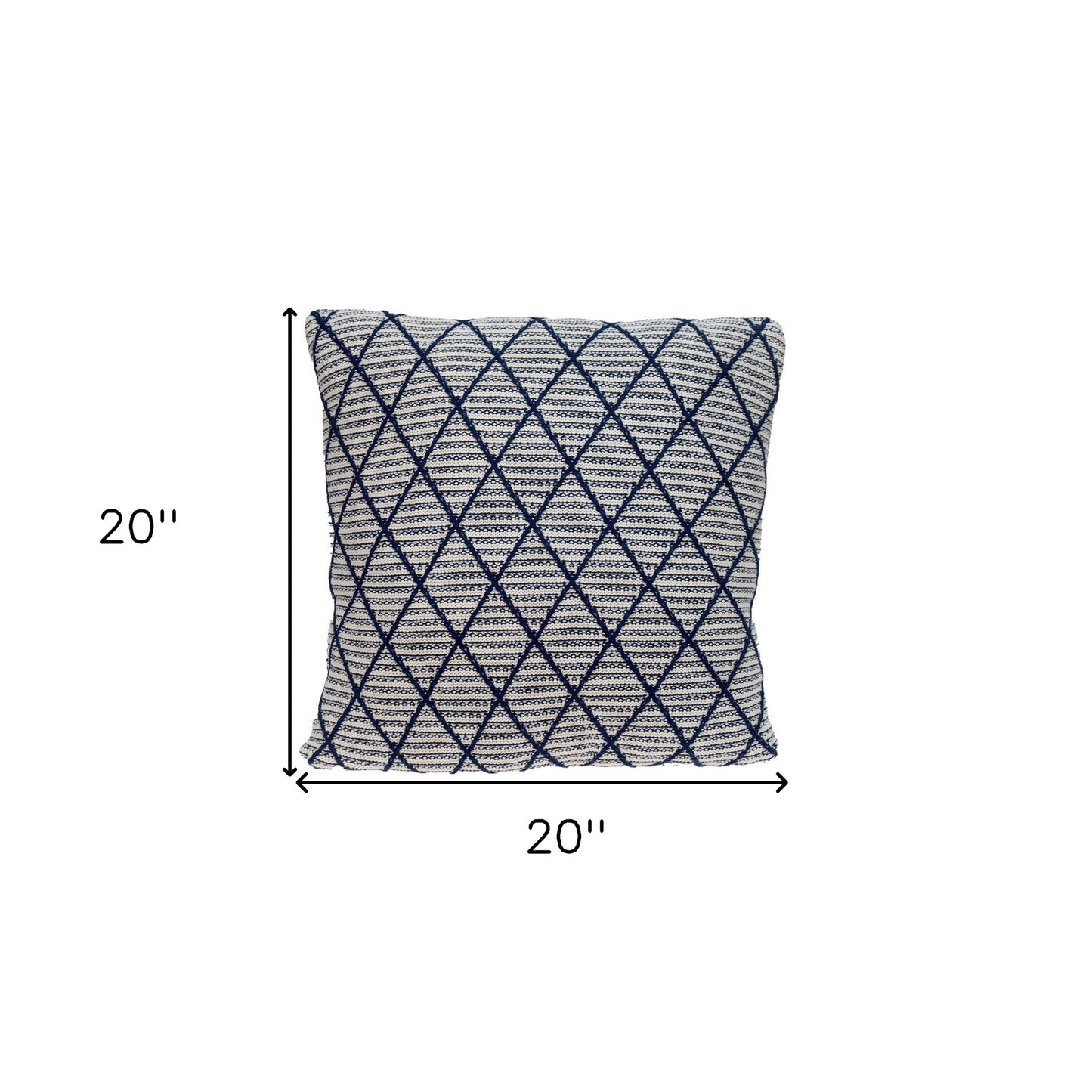 20" x 20" Blue Argyle Transitional Accent Throw Pillow-7