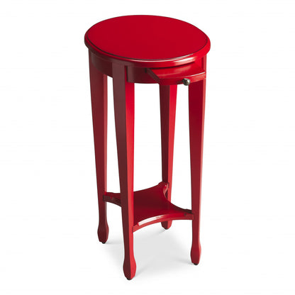 26" Red Manufactured Wood Oval End Table With Shelf-1