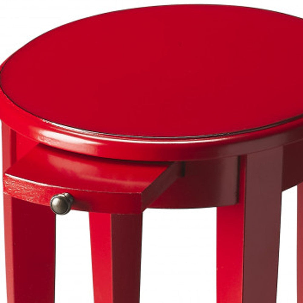 26" Red Manufactured Wood Oval End Table With Shelf-4