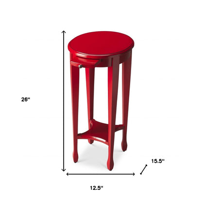 26" Red Manufactured Wood Oval End Table With Shelf-6